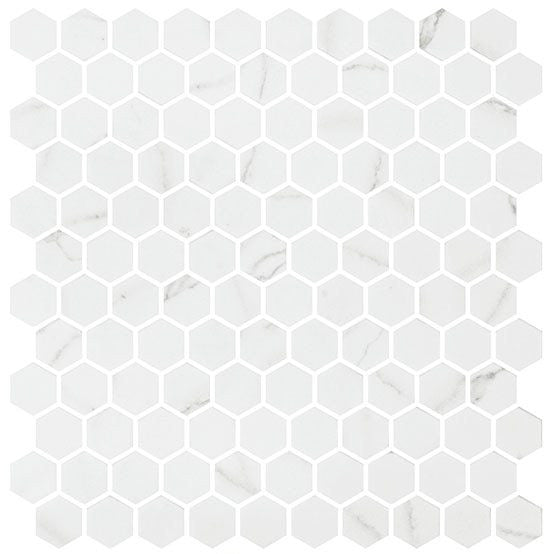 Bella Glass Tiles Karma Ridge Hexagon Mosaic Endless Calm KR1406
