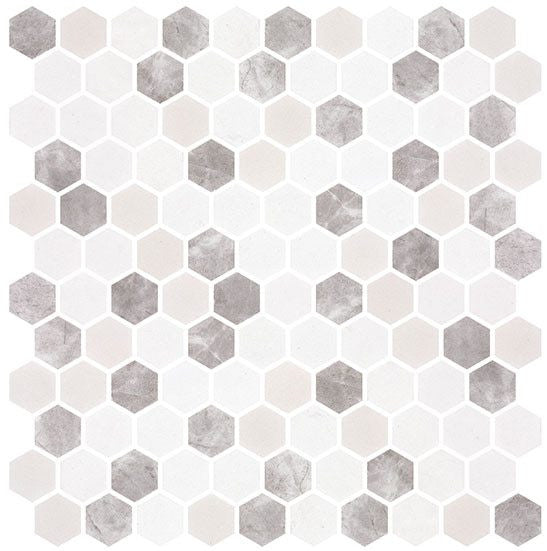 Bella Glass Tiles Karma Ridge Hexagon Mosaic Levan Trail KR1402