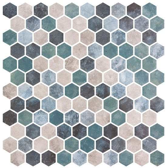 Bella Glass Tiles Karma Ridge Hexagon Mosaic Lotus Pond KR1405
