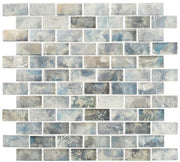 Gray iridescent glass subway mosaic tile, 1x2in, for backsplash, shower & pool walls
