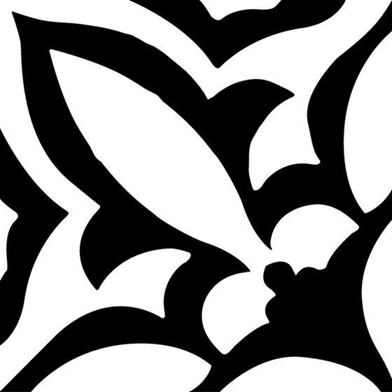Bella Glass Tiles Retro Nueve Fleur Noir Encaustic Look 9214