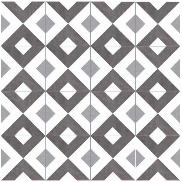 Bella Glass Tiles Retro Nueve V Cut Encaustic Look