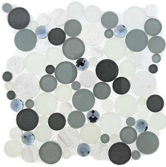 Bella Glass Tiles Symphony Bubble Series Grey Fizz