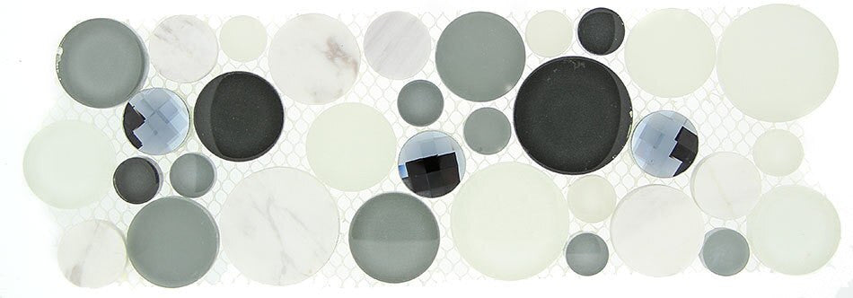 Bella Glass Tiles Symphony Bubble Series Listello Grey Fizz SLS-1612