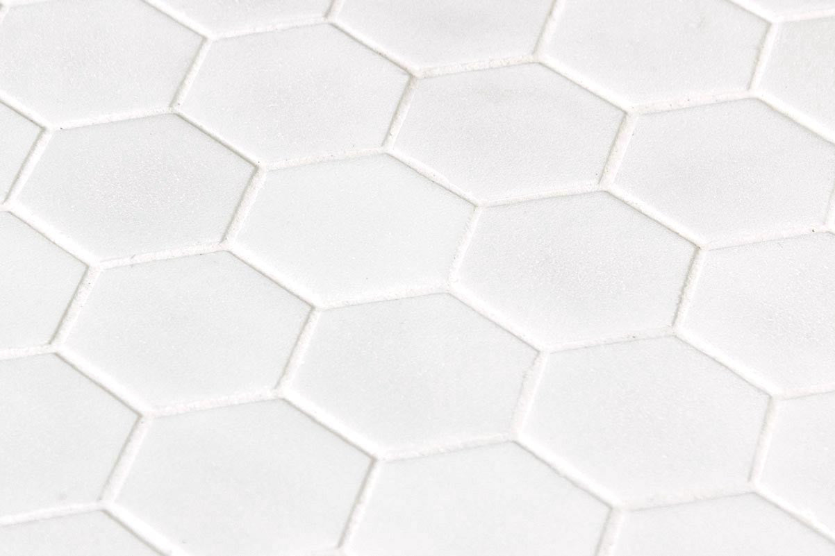 Onix Mosaico Hearth Palace Hexagon Stone Glass White HP2HSGW close up