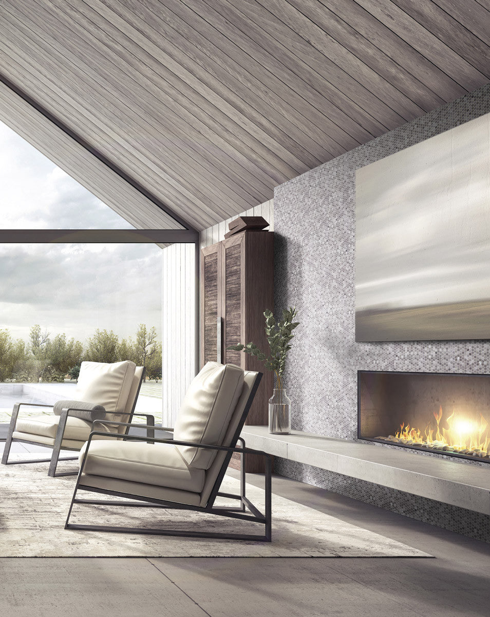 Onix Mosaico Hearth Palace Penny Round Matte Grafito HP1PRMG fireplace tile