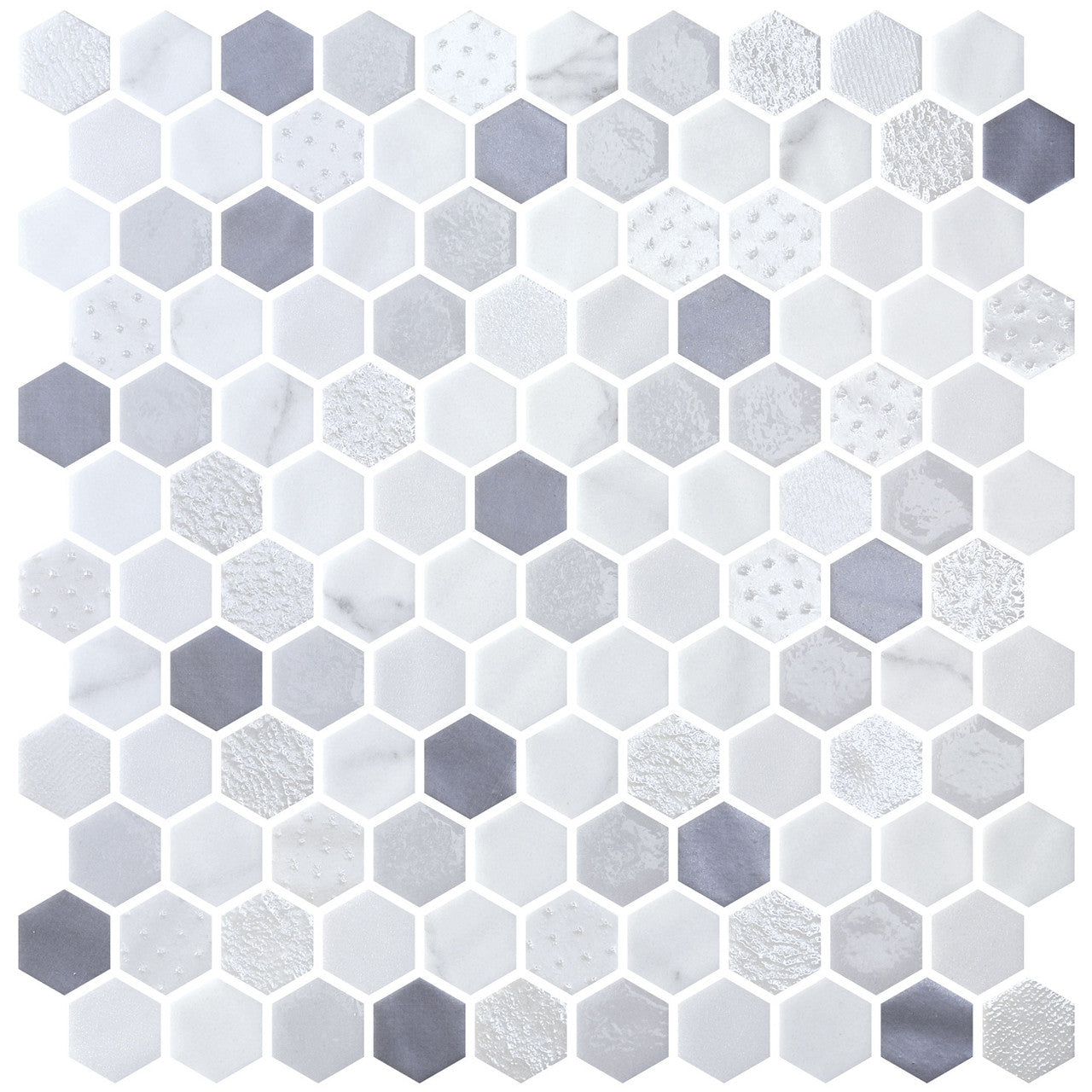 Bella Glass Tiles Hearth Palace Hexagon Blend Fossil HP1HBF