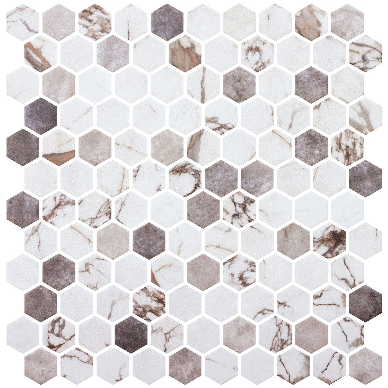Onix Mosaico Hearth Palace hexagon Umber HP1HU