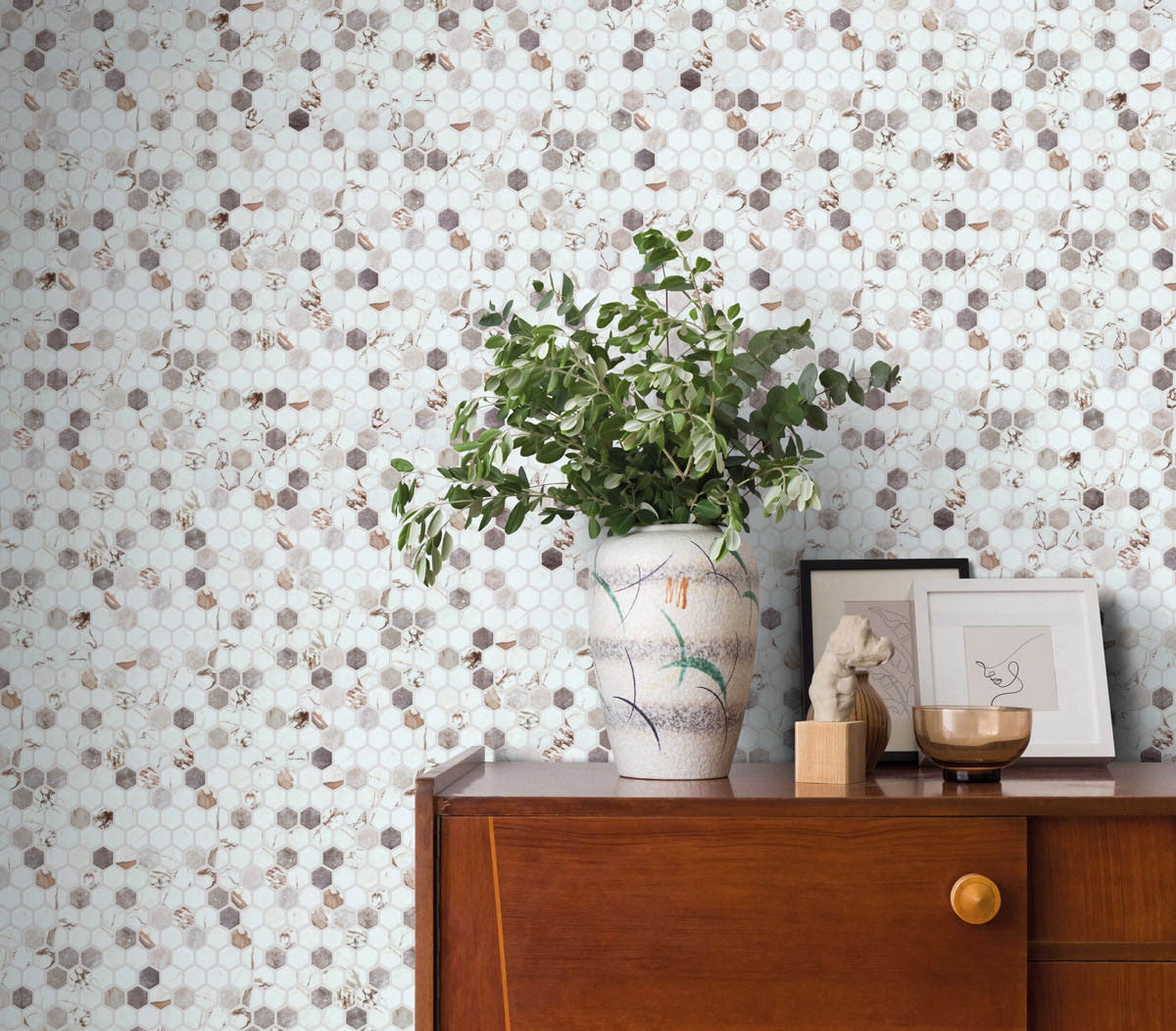 Onix Mosaico Hearth Palace hexagon Umber HP1HU wall tiles