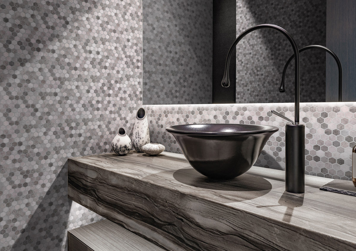 Onix Mosaico Hearth Palace hexagon Zement Grey HP1HZG bathroom tiles