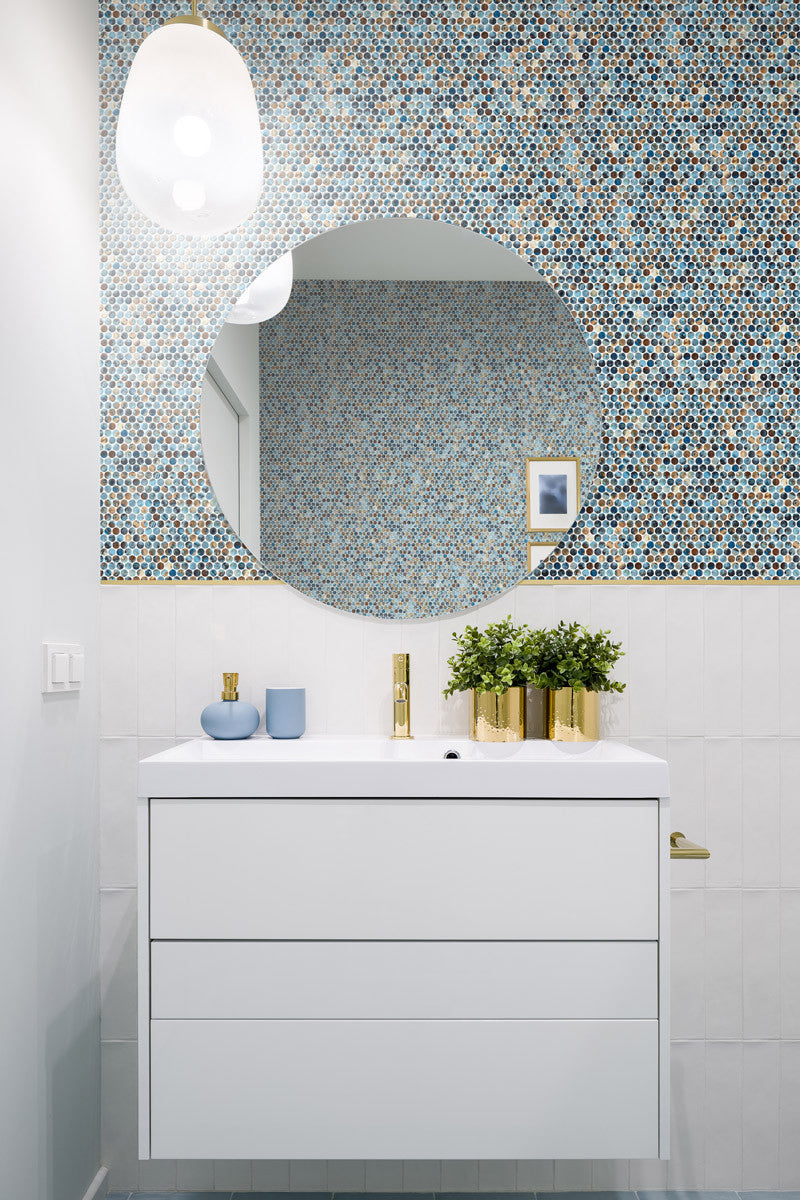 Onix Mosaico Hearth Palace Penny Round Print HP1PRP bathroom sink wall tile