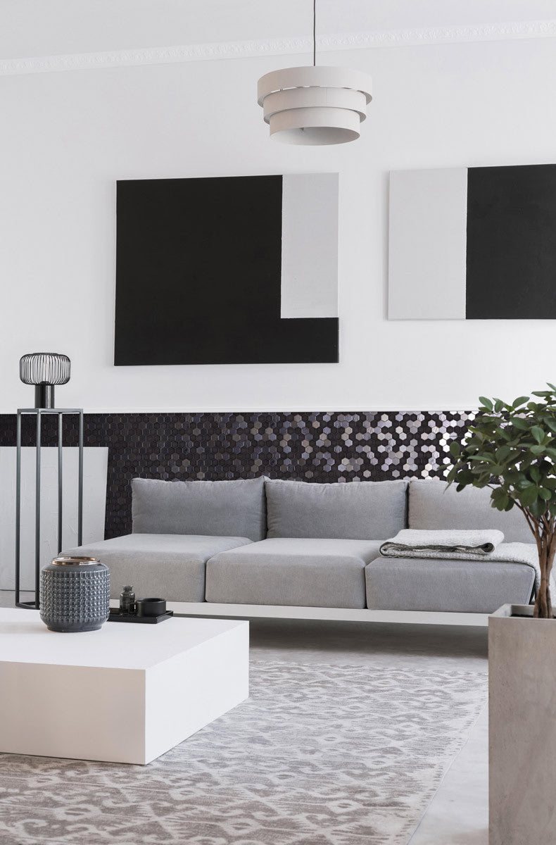 Onix Mosaico Hearth Palace Hexagon Stone Glass Opale Black HP2HSGOB wall tile