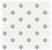Anatolia Soho Mosaic Tile 1" hexagon with cloud blue insert 4501-0454-0