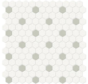 Anatolia Soho Mosaic Tile 1" hexagon with soft sage insert 4501-0453-0