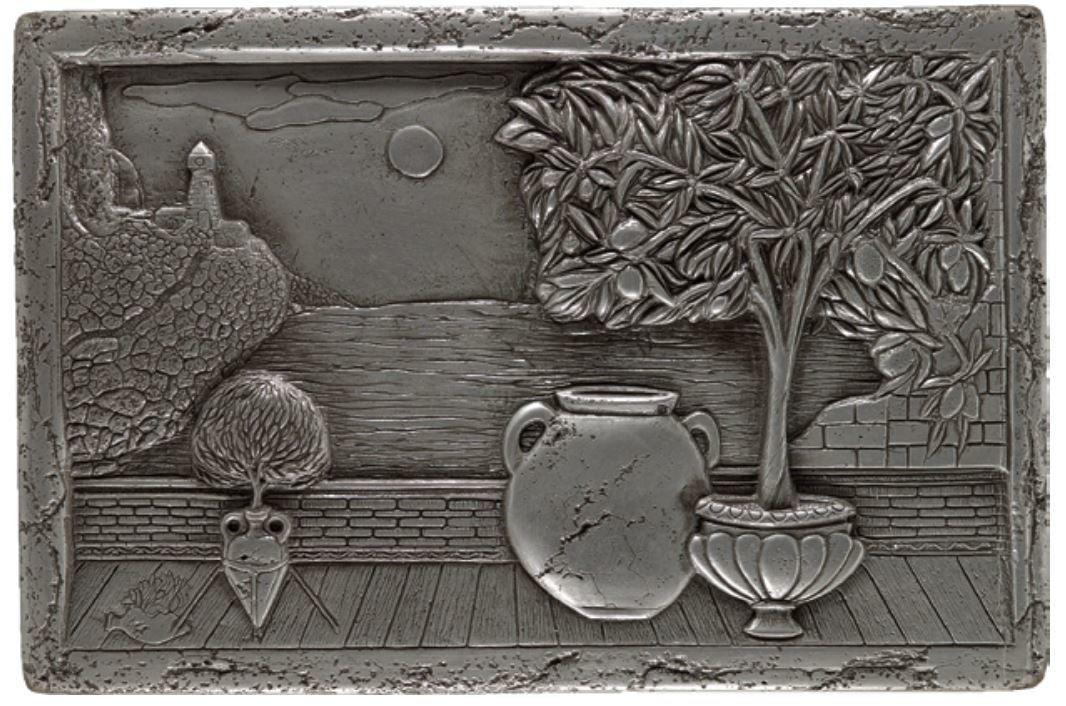 My Tile Backsplash Silver Italian Scene Plaque