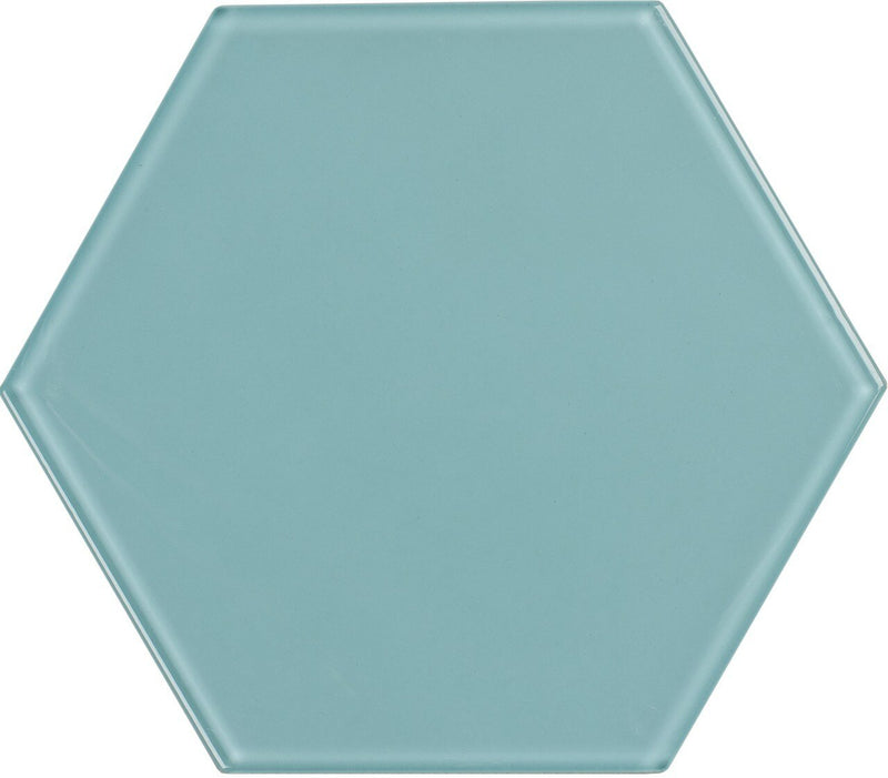 8 inch Glass Hexagon Tile Sky Blue 444-313