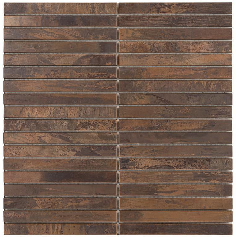 UBC Antique Copper Tile Backsplash 5/8 x 6 Mosaic 525-013