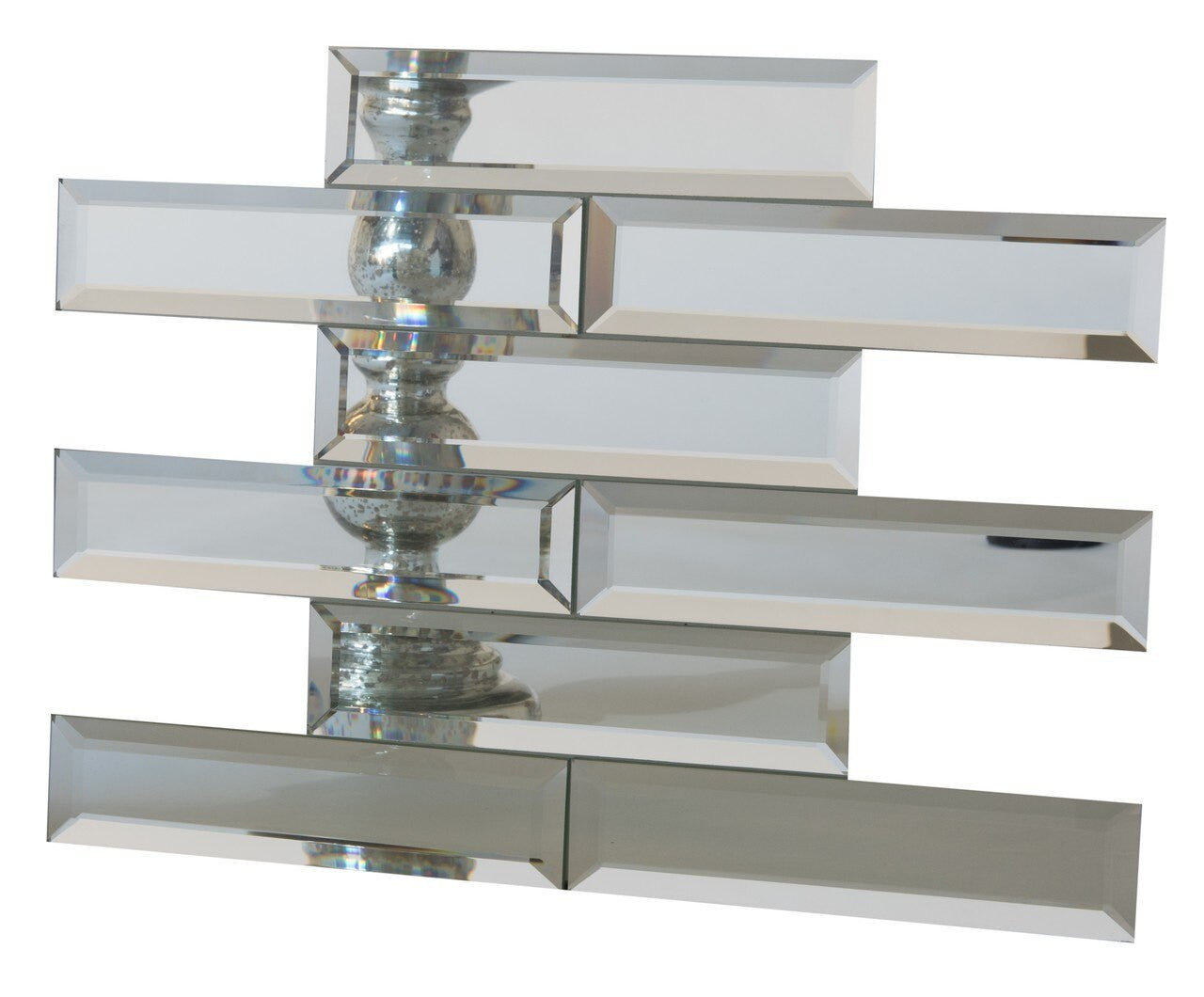 UBC Silver Finish Mirror Glass w/beveled edges 2 x 8 - 412-002