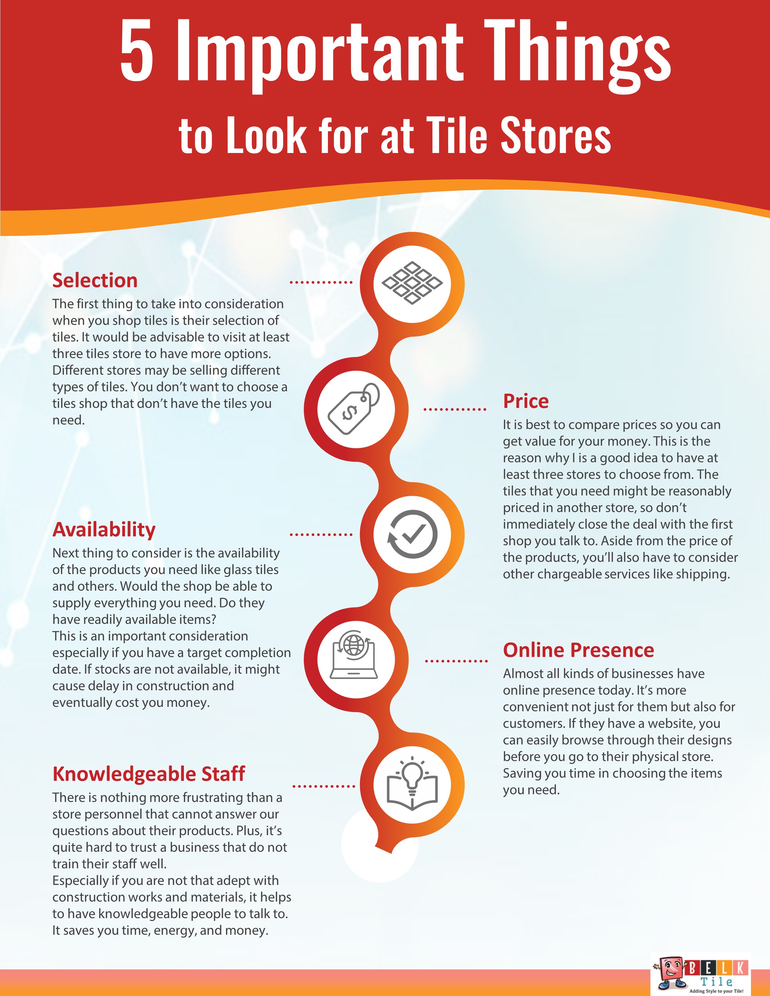 Infographic - 5 Important Things to look for at Tile Store Near Me - BELK Tile