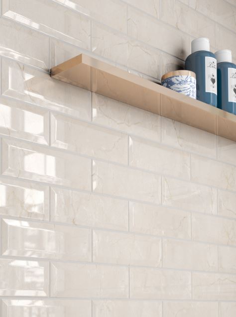 beveled ceramic subway tiles