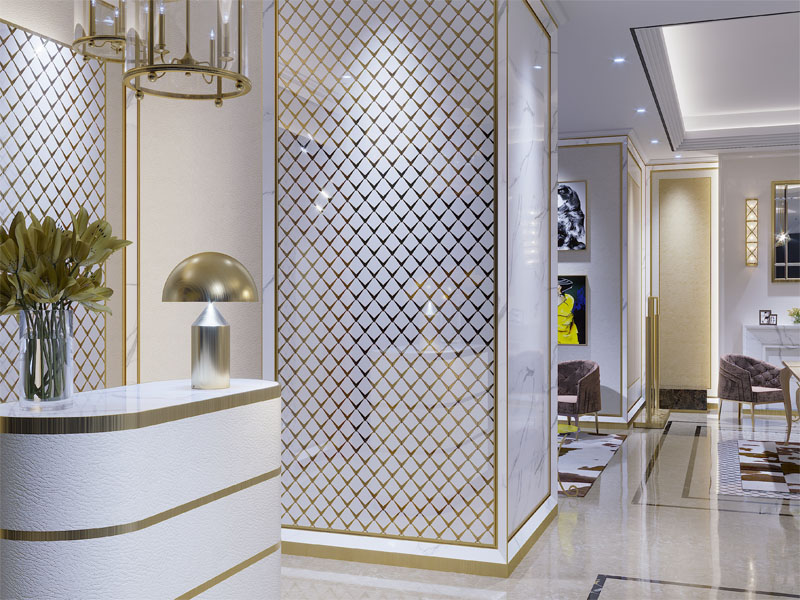 brass inlay tiles for wall applications