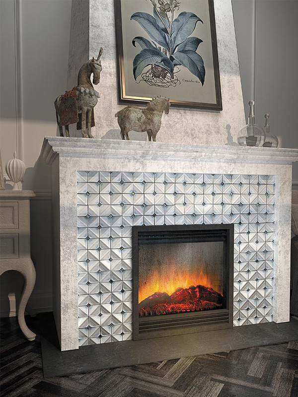 Blue Pillow Ceramic Fireplace Tile