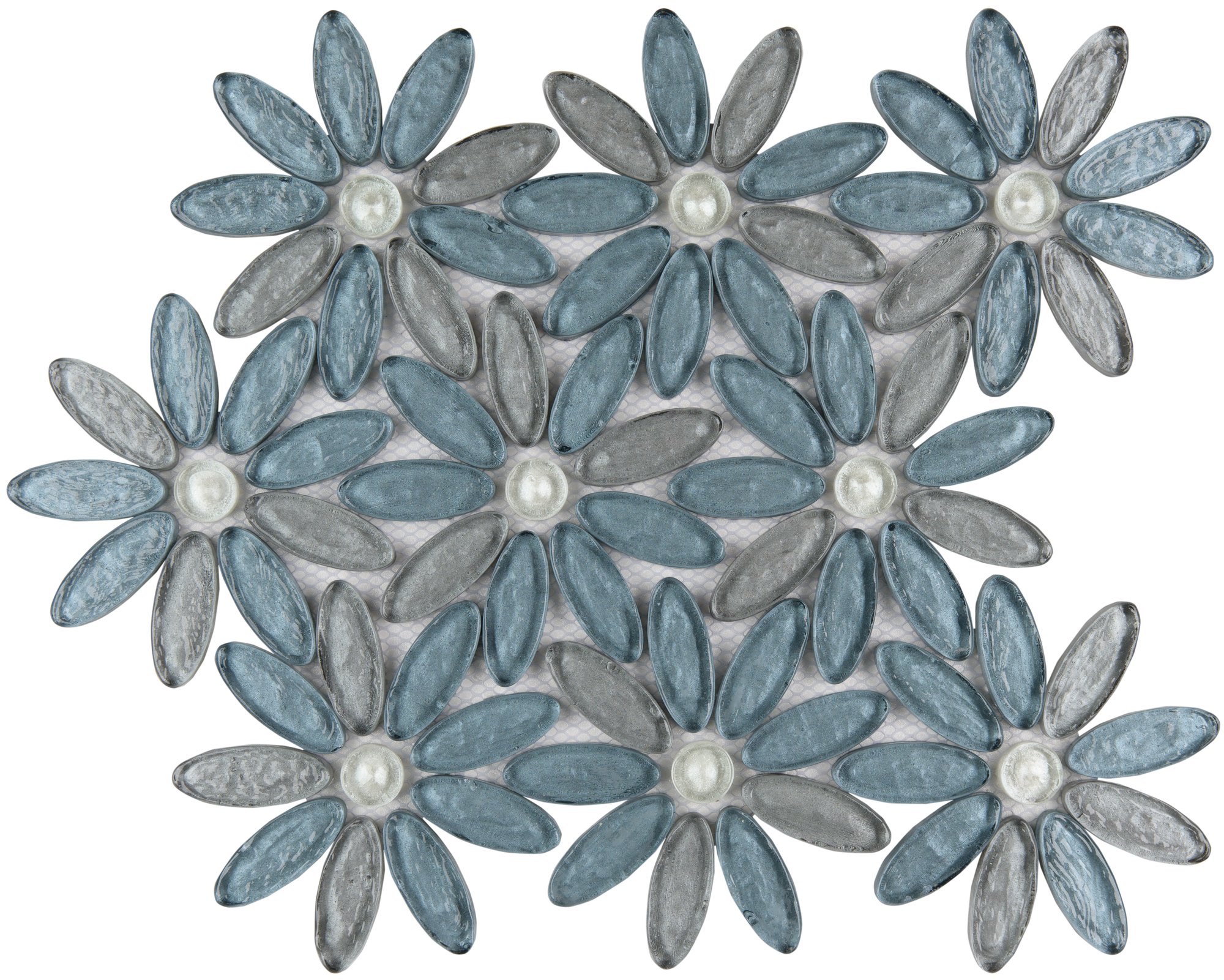 Waterjet Glass mosaic tiles - Floral Design Alpinia Floral Fusion