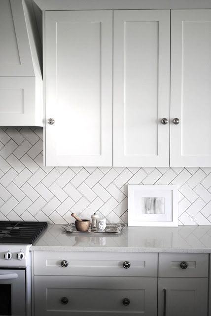 herringbone kitchen backsplash