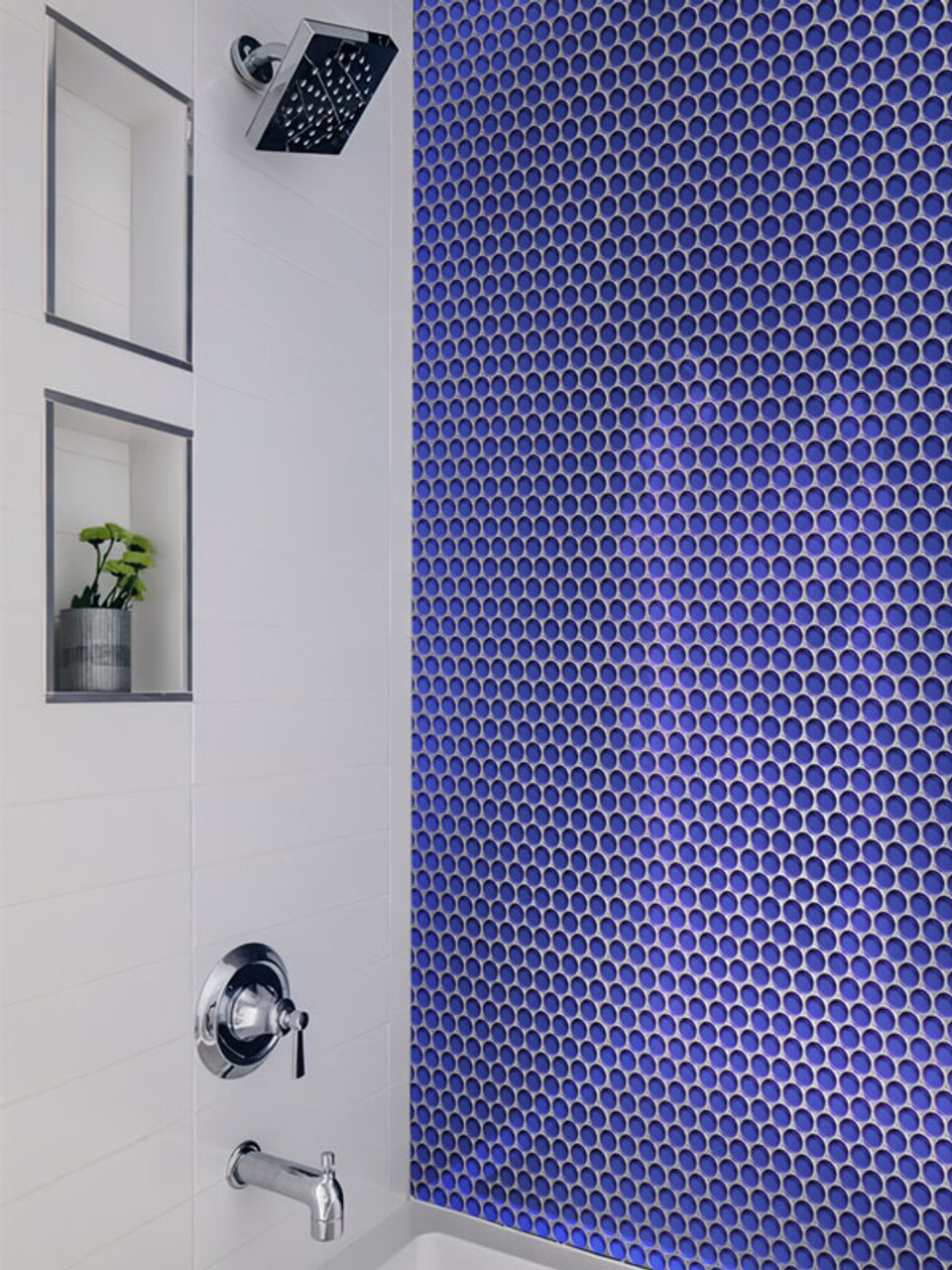 Penny Round Shower Wall Tile Design by BELK Tile Penny Round Shower Wall Tile Design by BELK Tile