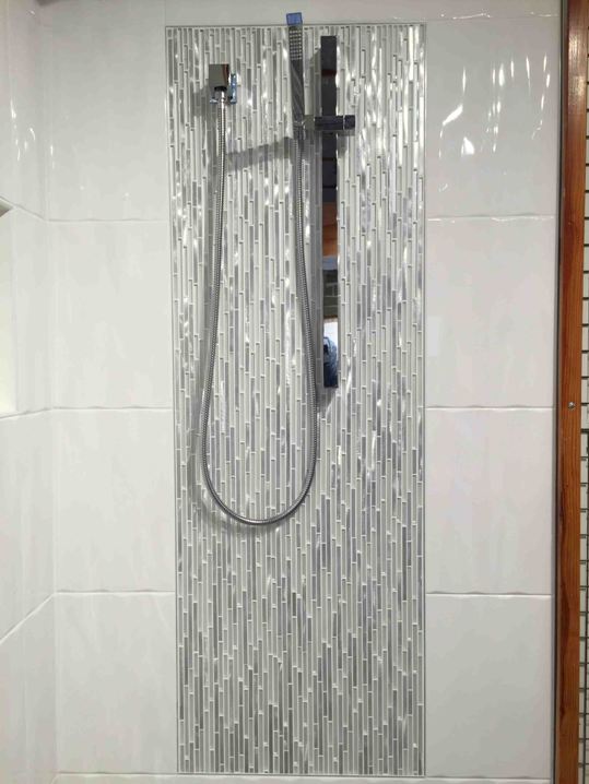 aluminum and glass tile for shower walls