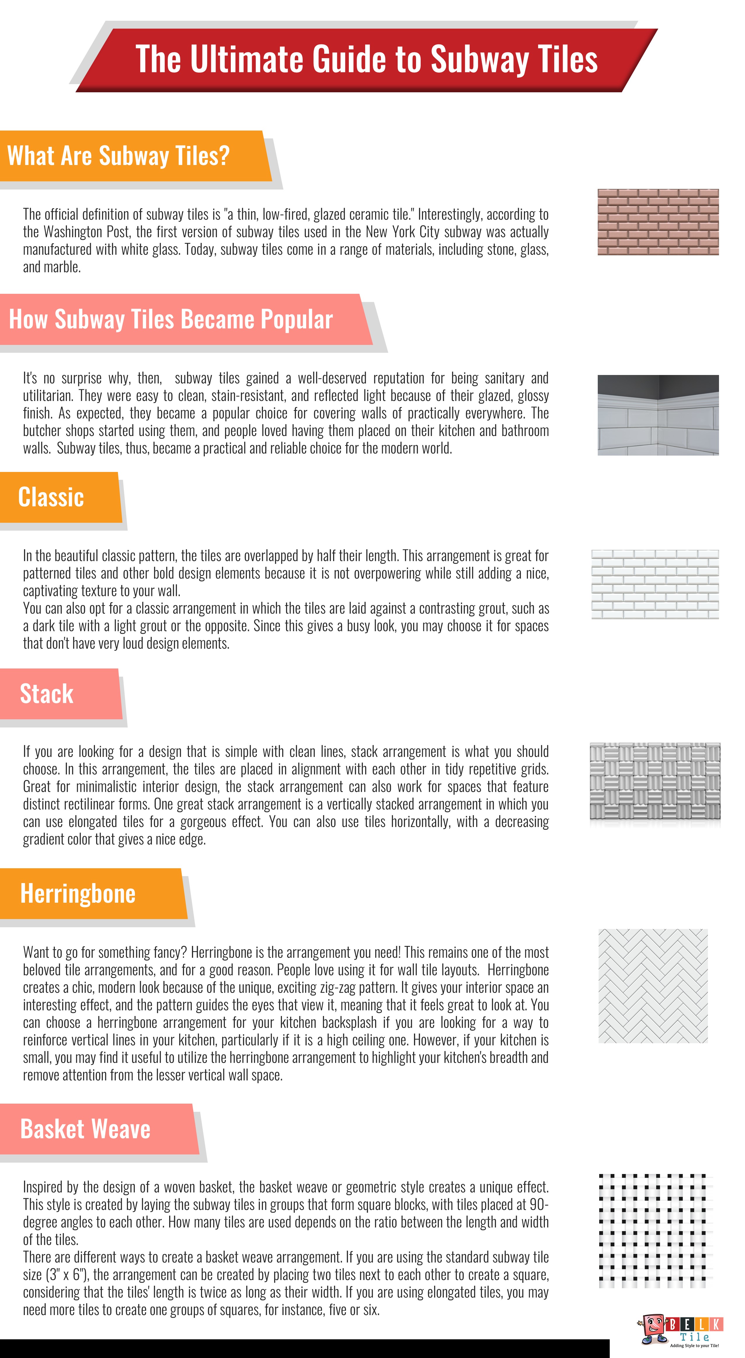 Ultimate Guide to Subway Tiles Infographic at BELK Tile