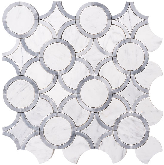 White waterjet marble mosaic tile